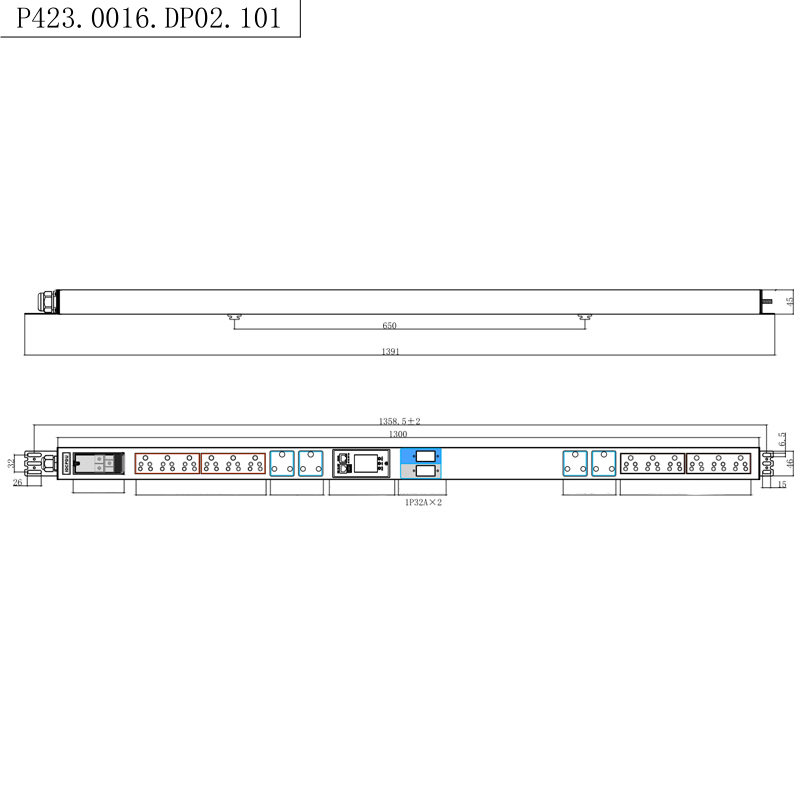 Južnoafrička utičnica 16 utičnica 1.5U Liquid Magnetic Circuit Breaker Vertical TCP/IP smart Rack PDU