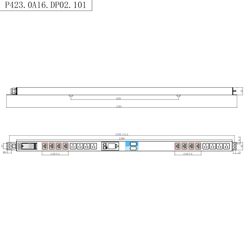 16 utičnica IEC C13 C19 & US utičnice 1.5U Liquid Magnetic Circuit Breaker Vertical TCP/IP smart Rack PDU